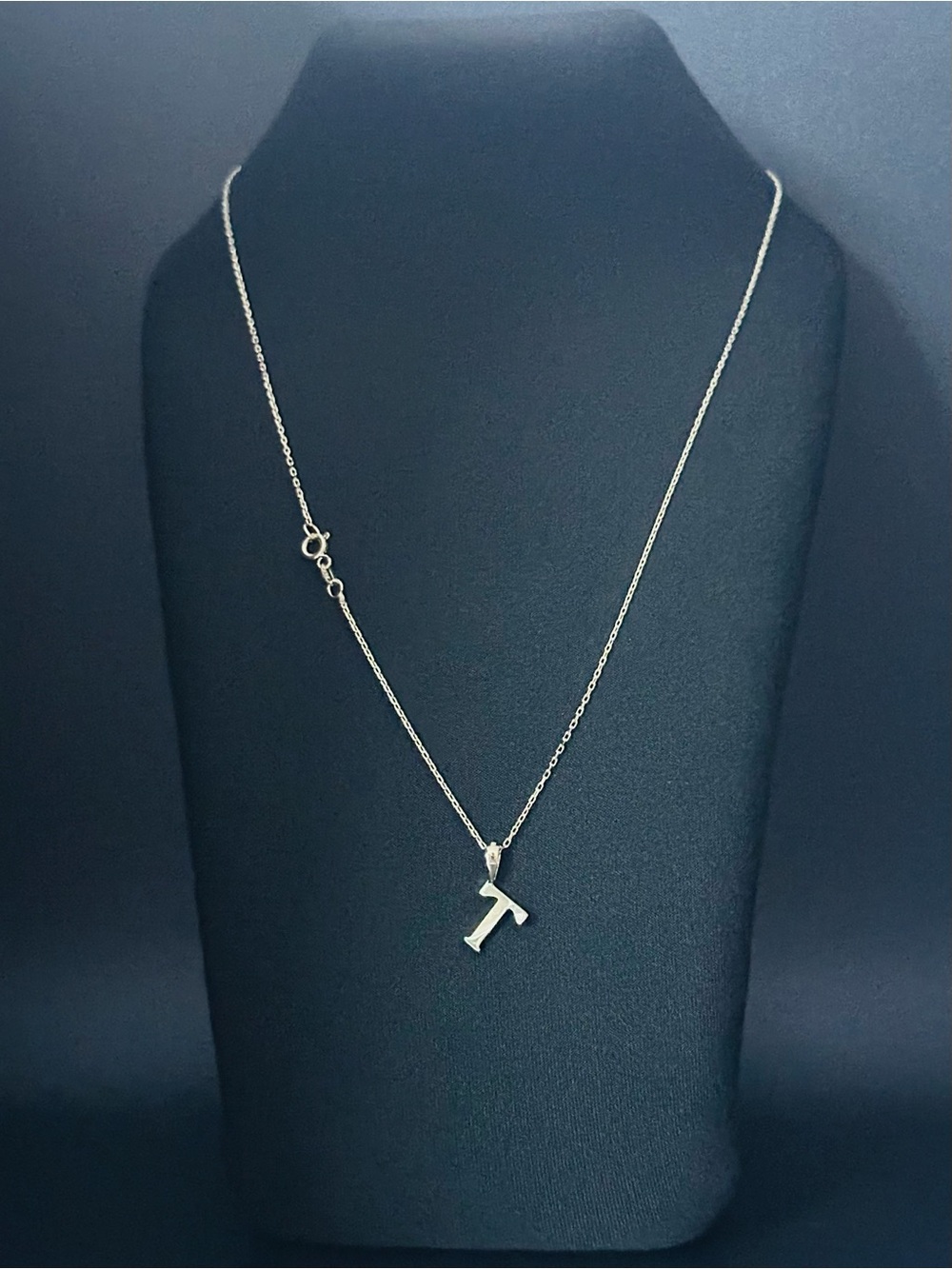 Solid 14K Gold T Initial Necklace 45cm 1mm Forze Chain 1.92 585 Letter Pendant